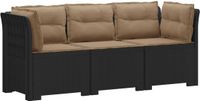 vidaXL 3-zits tuinbank met kussens, rattan look, metaal, antraciet
