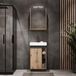 Planetmöbel Nyx - meuble de salle de bain 50 cm - chêne Wotan / anthracite - avec armoire à miroir