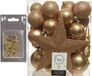 Decoris Kerstballen Set 33x - 5, 6 en 8 cm - camel bruin - inclusief ster piek - onbreekbaar