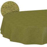 ANRO Tafelkleed Olijfgroen linnenlook Ovaal 240x140cm Rechte rand Afwasbaar Waterafstotend
