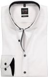 OLYMP Level 5 body fit chemise - blanc (contraste noir) - Facile à repasser - Tour de cou : 43
