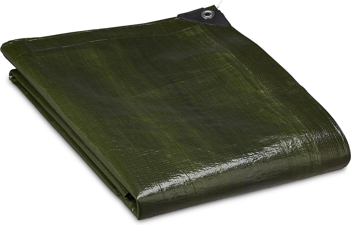 Relaxdays Afdekzeil 140g/m² - waterdicht dekzeil - dekkleed - afdekfolie - zeildoek groen 2 m x 3 m