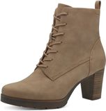 Tamaris - Dames - Enkellaarzen - Beige - Synthetisch - Blokhak - Ritssluiting/Veters