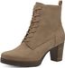 Tamaris - Dames - Enkellaarzen - Beige - Synthetisch - Blokhak - Ritssluiting/Veters
