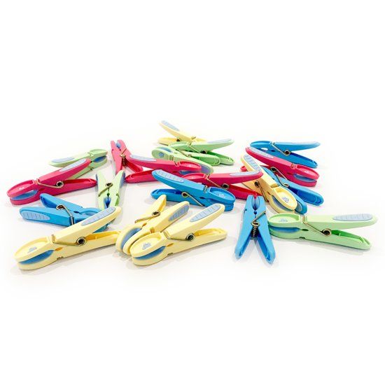 LaundrySpecialist Â® KUNSTSTOF WASKNIJPERS – set van 20 stuks. Extra stevige wasknijpers met soft-grip afwerking