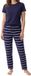 Schiesser Dames pyjama Mix & Relax Korte mouw Gestreept Blauw / Crème Katoen / Elastaan Maat 38
