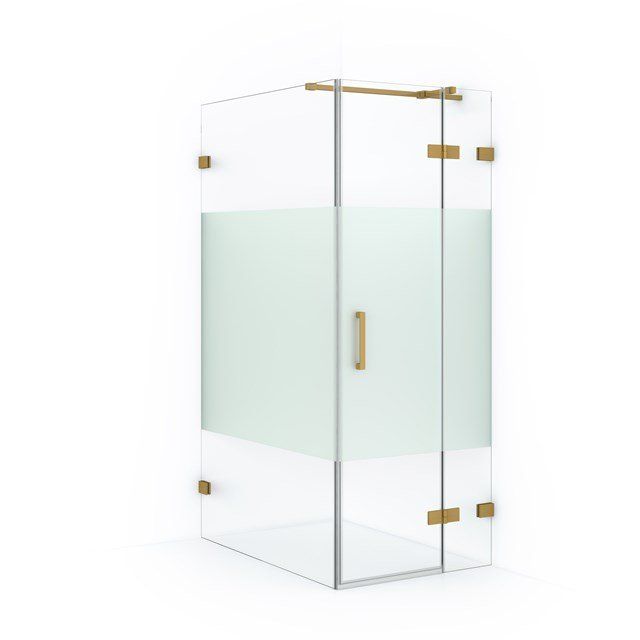 Maxaro Douchecabine Diamond 110x80cm 8mm Helder Veiligheidsglas met Matte Strook Goud