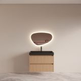 Boss & Wessing BWS Badmeubelset Riga met Lako Wastafel Zwart 80 cm Licht Eiken Japandi