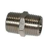 Riegler Dubbele schroefdraad R 1 buiten, R 1 buiten, SW 34, buitendraad conisch volgens ISO 7/1, messing vernikkeld