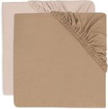 Jollein Hoeslaken Wieg Jersey 40/50x80/90cm - Babybed - Zacht Katoen - 2 Stuks - Wild Rose/Biscuit
