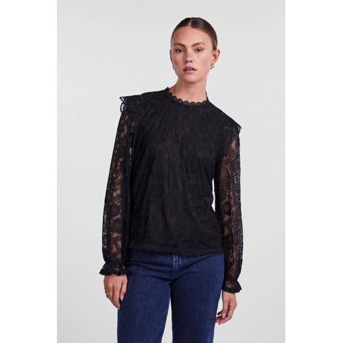 PIECES PCOLLINE Lace Blouse - Black