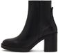 DERIMOD Bottines à talon bloc Bottines en cuir à talon bloc Noir