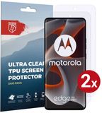 Rosso Screen Protector Geschikt voor Motorola Edge 50 Pro | Ultra Clear Duo Pack | TPU Folie | Case Friendly Beschermfolie | 2 Stuks