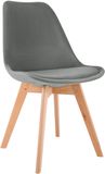 CLP Linares Chaise de salle à manger - Chaise de cuisine design - Chaise baquet scandinave - Pieds en bois Velours/gris