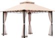 Happyment Pavillon pliable 330x330x316 cm – Pavillon pliable de luxe avec parois latérales – Imperméable et résistant aux UV – Beige – Cadre en acier
