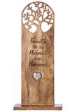 GILDE Houten decoratie staande relief XXL - Levensboom Familie & Huis - Cadeau Ingang Huis - Natuurlijke kleuren Hoogte 86 cm