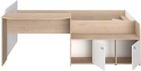 Vente-unique Lit combiné bois naturel clair, blanc 90 x 190 cm, 90 x 200 cm
