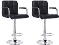 Set ALLSTORE Set van 2 zwarte barkrukken met armleuningen MIKE