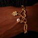 Lucardi - Dames Stalen goldplated bedel klaver met zirkonia - Hanger - Staal - Goudkleurig