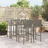 vidaXL 5-delige Tuinbarset Poly Rattan Grijs