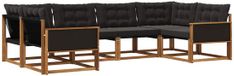 vidaXL Hoek loungeset 6-delig Acaciahout Naturel et Noir