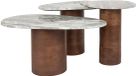 Dutchbone Suki table d'appoint Forme organique Marbre/ Bois Blanc/ Brun - Set de 3