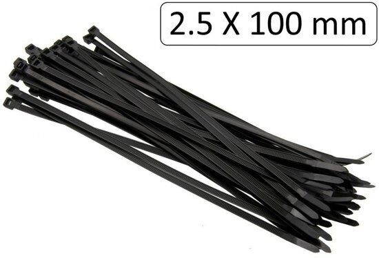 HOFFTECH Kabelbinders - Tie ribs - Tie wraps - Ty Raps - 100 x 2 5 mm - zwart - 100 Stuks