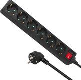 Maclean Stekkerdoos MCE195G - 6-wegs - 3m - 3500W - Zwart