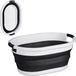 Merkloos Relaxdays opvouwbare wasmand - 36 liter - kunststof - ruimtebesparend inklapbaar - handvatten - zwart-wit