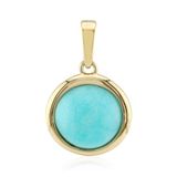 Cavill - Zilveren Hanger - 925 Sterling Zilver Verguld - Amazoniet 4,13 ct Brazilie - Ronde Cabochon - Elegant & Luxe Dames Sieraad