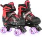Patin à roulettes enfant 8 roues réglable taille M (32-37) patin à roulettes enfant clignotant rouge
