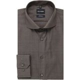 OLYMP No. Six Super Slim Overhemd bruin, Jacquard