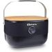 Barbecue à gaz portable compact 2,7 kW grille fonte mini barbecue de table noir kit planche à découper bois 2/4 personnes Sahara