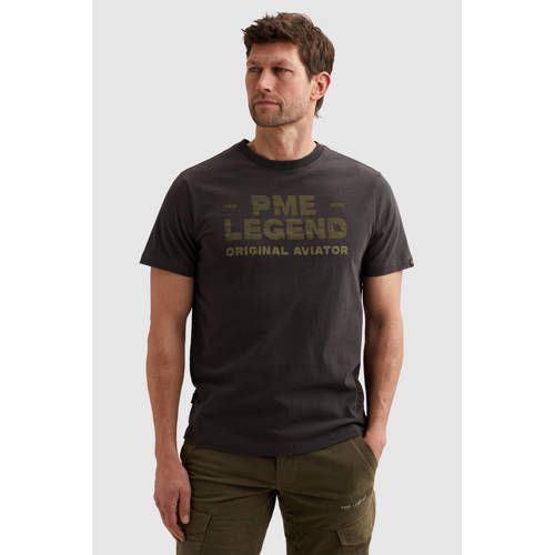 PME Legend regular fit T-shirt met logo - donkerbruin