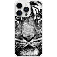 Apple iPhone 14 Tigre blanc et noir Verstevigd hoesje met sublimatie bedrukking