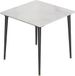 Happiq Table à manger en marbre 4 personnes - Blanc brillant - Pieds en métal