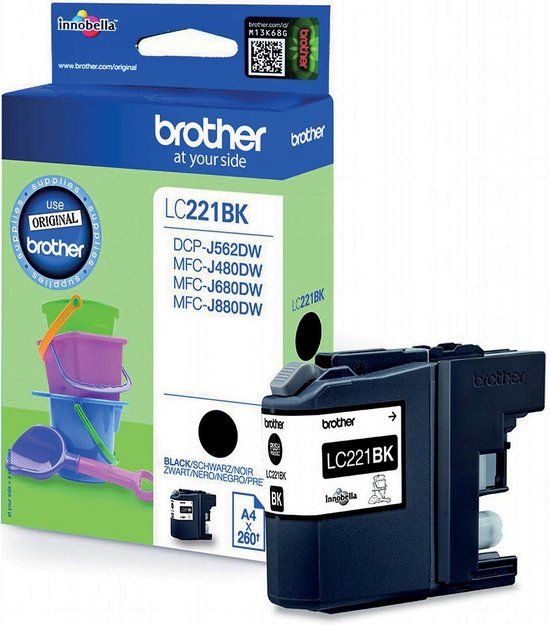 Brother LC221BK Zwart Inktcartridge - Origineel - 10 stuks