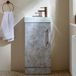 Hudson Reed meuble lave-mains WC moderne - Gris béton - Plan lavabo vasque 1 trou - 40 cm - Poignée barre cuivre