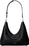 Calvin Klein Emblem Hw Pebble Top Zip Hobo Handtas Zwart