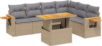 vidaXL 7-delige Loungeset met kussens poly rattan beige