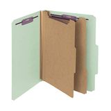 Smead Pressboard Classificatie Bestandsmap met SafeSHIELD® bevestigingsmiddelen, 2 verdelers, 2\" uitbreiding, lettergrootte, grijs/groen, 20 per doos (14074)