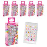 CRAZE Galupy Unicorn Nagelset, 6 stuks, 6 x 24 zelfklevende nagels voor kinderen