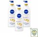 Nivea 3 x Q10 Lotion corporelle raffermissante avec pompe - Vitamine C - Hydratation 48 heures - Pour peau normale - 400 ml