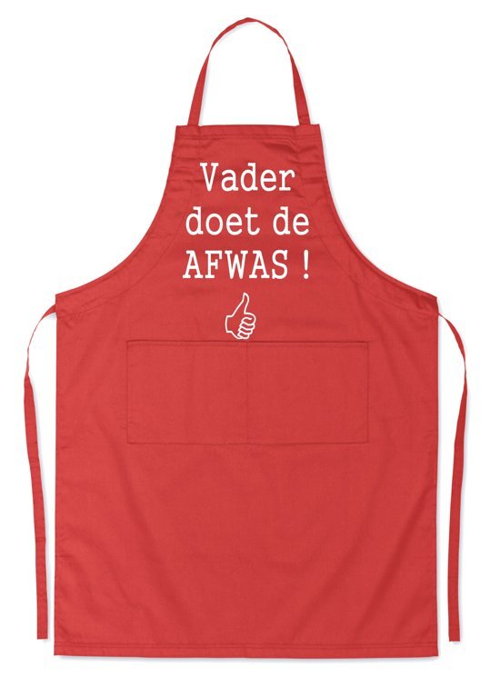 mijncadeautje kitchenware Mijncadeautje Schort - Vader doet de afwas - rood