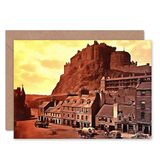 Wee Blue Coo EDINBURGH CASTLE FROM THE GRASSMARKET 1904 BIRTHDAY BLANK GREETINGS CARD