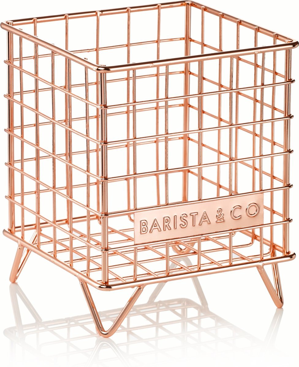 Barista & Co koffie cups mand - RVS - 13 5 x 13 5 x 17 cm - electric copper