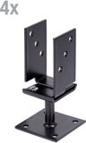 Alberts 825225 U-stoksteun - in breedte verstelbaar - type375 - zwart - kunststof gecoat | Set van 4