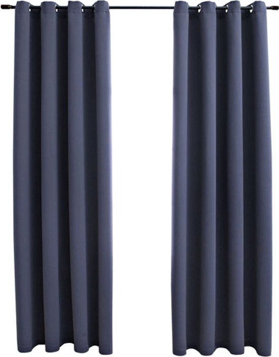 vidaXL Gordijnen verduisterend met ringen 2 st 140x175 cm antraciet