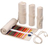 Merkloos Pencil Roll Organizer - Canvas etui voor 24 potloden - Wit
