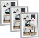 Zep Fotolijst - 3x stuks - zilver - kunststof - voor foto van 21 x 29 cm - staand / hangend